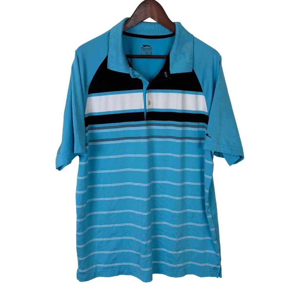 Slazenger Blue Striped Polo Short Sleeve Shirt Men's XL